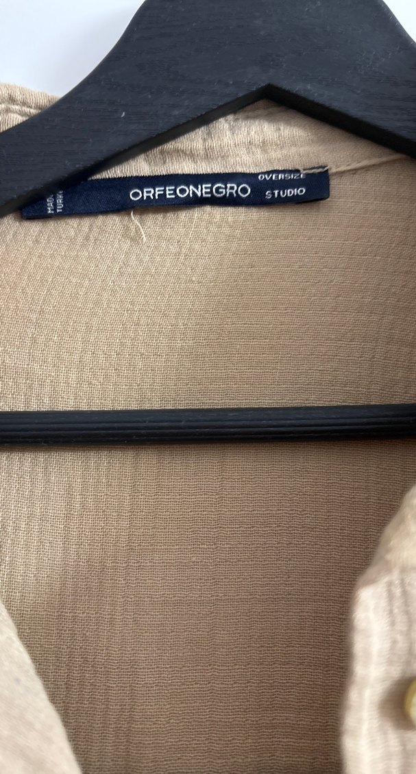 Nakışlı Bej Keten Bohem Kadın Gömlek - Görsel 3