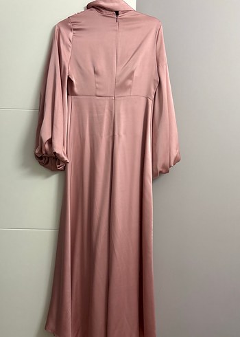 Pembe Drapeli Uzun Kollu Kadın Elbise - Görsel 5