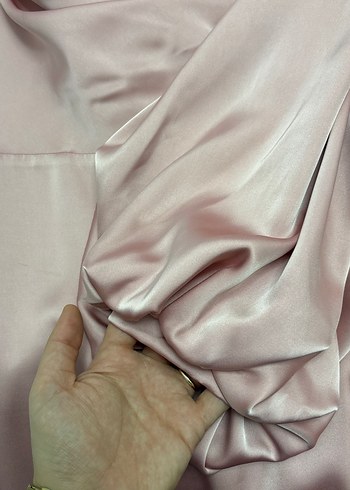 Pembe Drapeli Uzun Kollu Kadın Elbise - Görsel 3