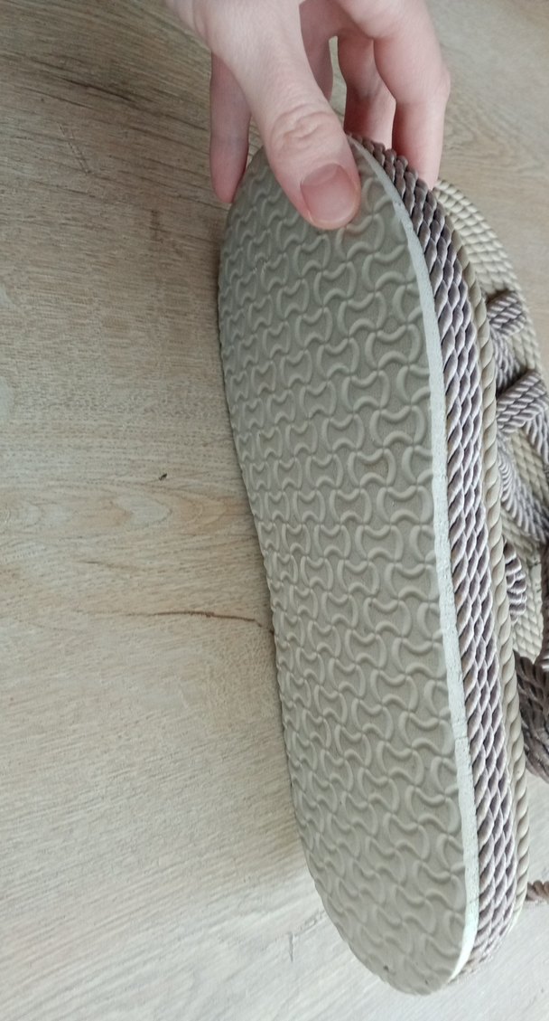 Bej Örgü Kadın Dolgu Topuklu Sandalet - Görsel 5