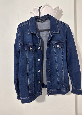 Düğmeli Mavi Kadın Denim Ceket