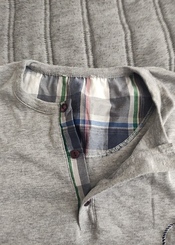 Gri Uzun Kollu Düğmeli Erkek pijama üstü - Görsel 2