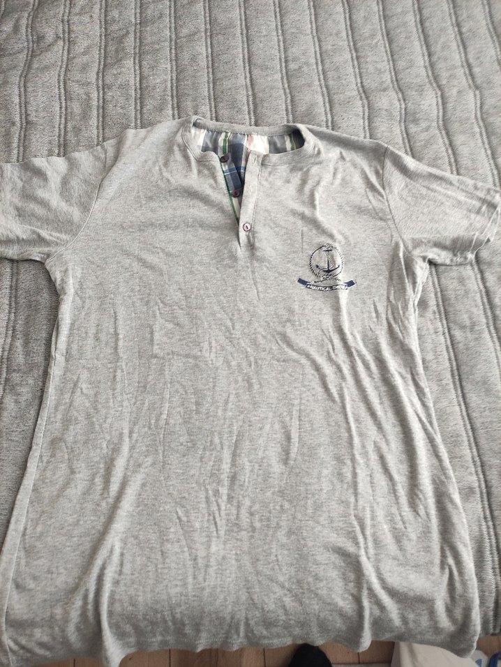 Gri Uzun Kollu Düğmeli Erkek pijama üstü - Görsel 3