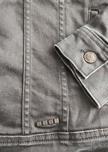 Loft Gri Kadın Denim Biker Ceket
