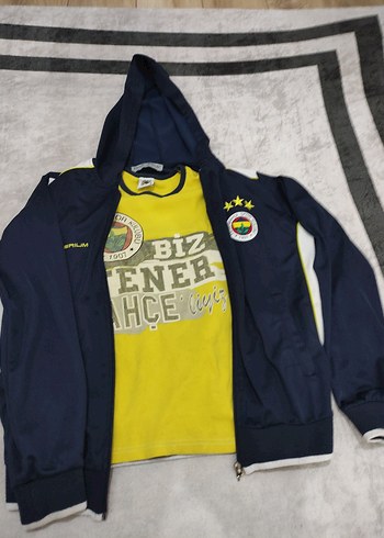 13-14 Yaş Beden sarı Renk Fenerbahçe Baskılı Erkek Çocuk Fermuarlı Ceket