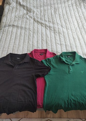 Erkek Kısa Kollu Polo Tişört Üçlü Set