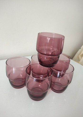 Lav Koyu Mor Cam 6'lı Bardak Seti
