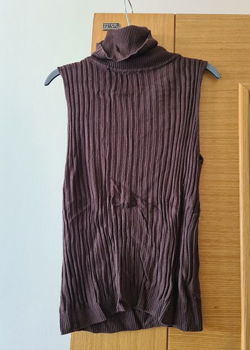 Kadın Kahverengi Pliseli Triko ve Balıkçı Yaka Kazak - Görsel 5