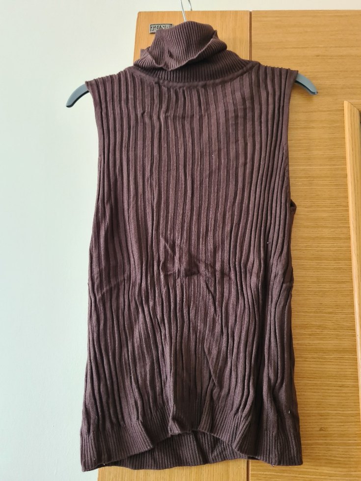 Kadın Kahverengi Pliseli Triko ve Balıkçı Yaka Kazak - Görsel 3