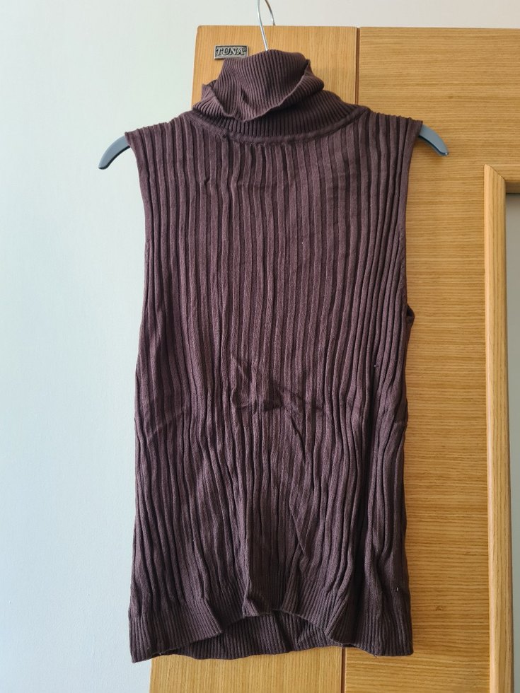 Kadın Kahverengi Pliseli Triko ve Balıkçı Yaka Kazak - Görsel 5