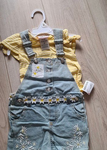 Kız Çocuk Nakışlı Sarı Bohem Denim Tulum - Görsel 2