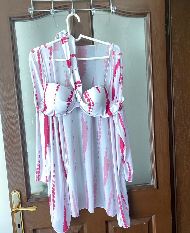 Pembe Batik Desenli Pareo ve bikini üst - Görsel 4