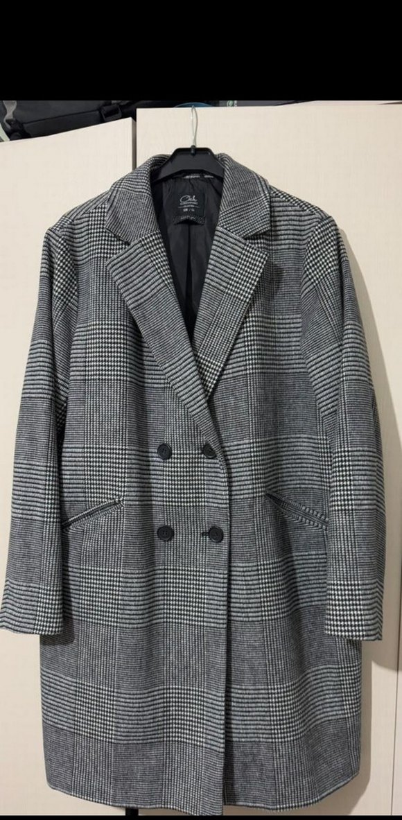 Clockhouse ekose ince kaşe Midi Kadın Kaban - Görsel 2