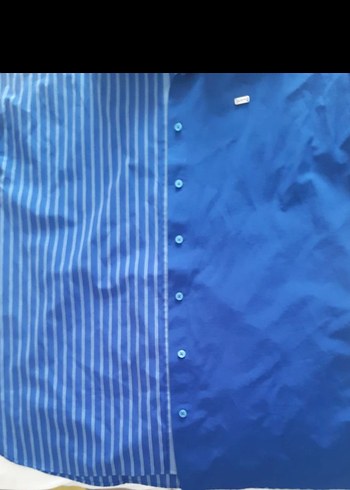 Mavi Düğmeli Kısa Kollu kadın Gömlek - Görsel 2