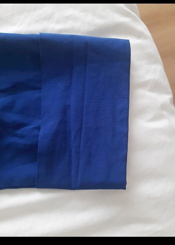 Mavi Düğmeli Kısa Kollu kadın Gömlek - Görsel 3