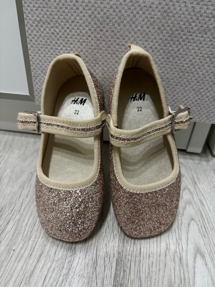 Kız Çocuk Bej Simli Babet Ayakkabı - Görsel 2