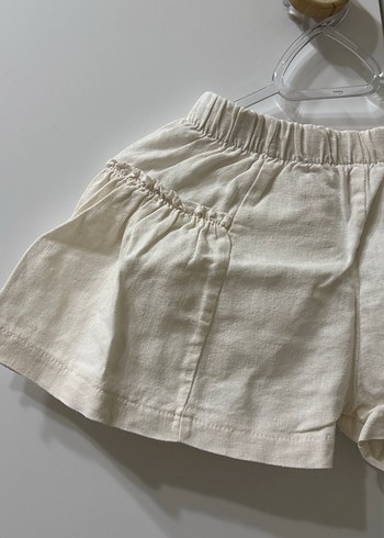 Kızlar için Beyaz Keten Şort - Görsel 2