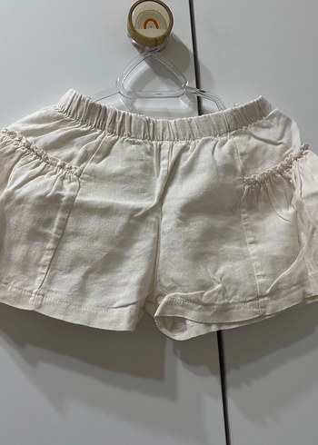 Kızlar için Beyaz Keten Şort - Görsel 3