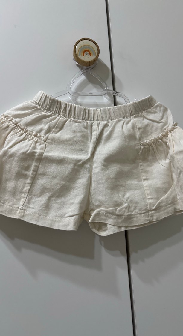 Kızlar için Beyaz Keten Şort - Görsel 3