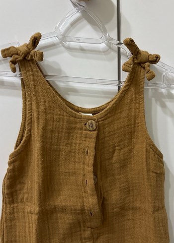 Kızlar için Kahverengi müslin Bol Kesim Tulum - Görsel 2