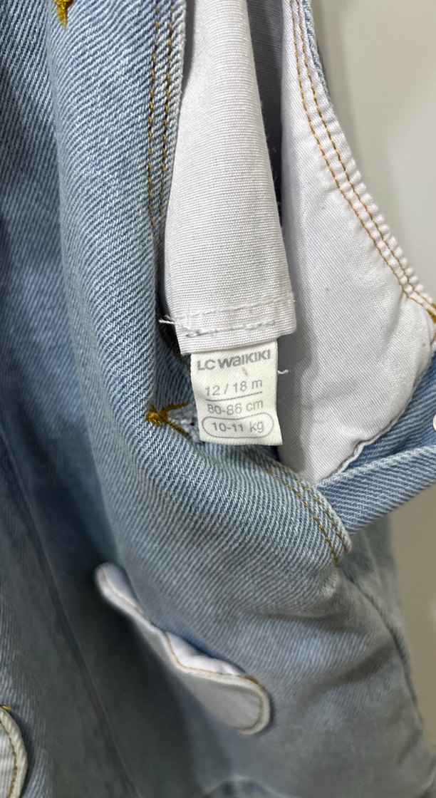 Nakışlı Kız Kot Salopet - Görsel 4