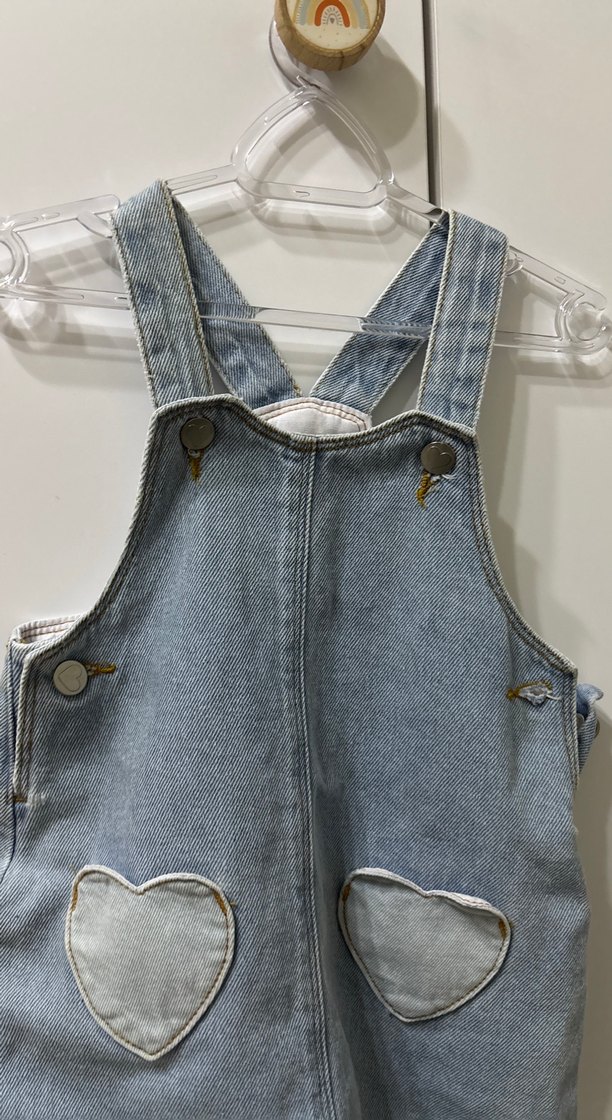 Nakışlı Kız Kot Salopet - Görsel 2