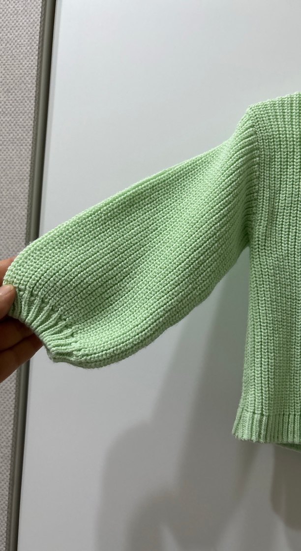 Kız Çocuk Pastel Yeşil Örgü Hırka - Görsel 2