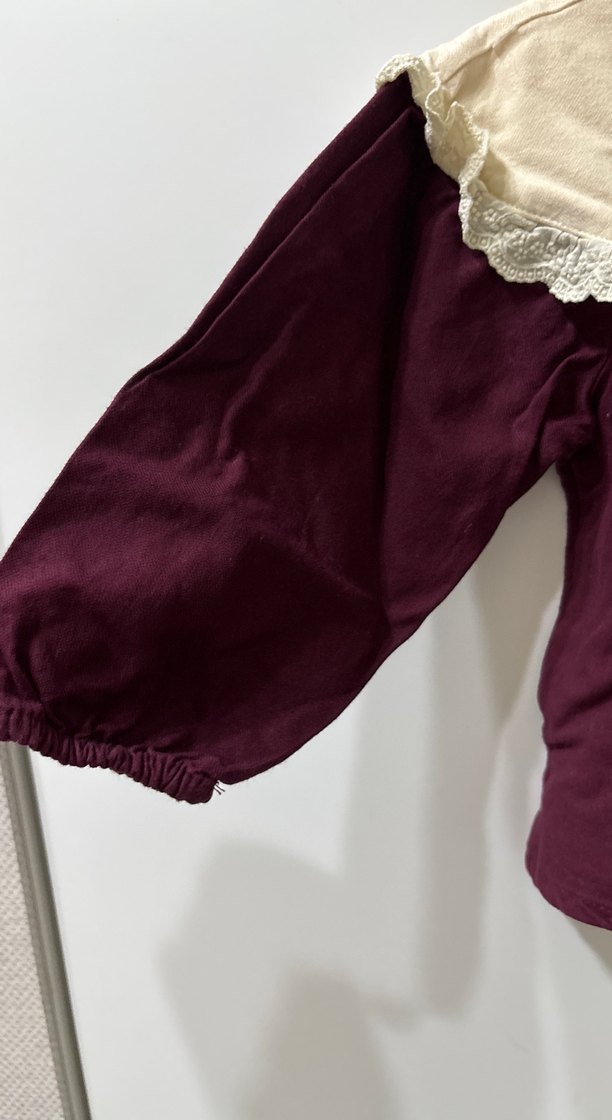 Bordo Nakışlı Fırfırlı Bohem Kız Bluzu - Görsel 2