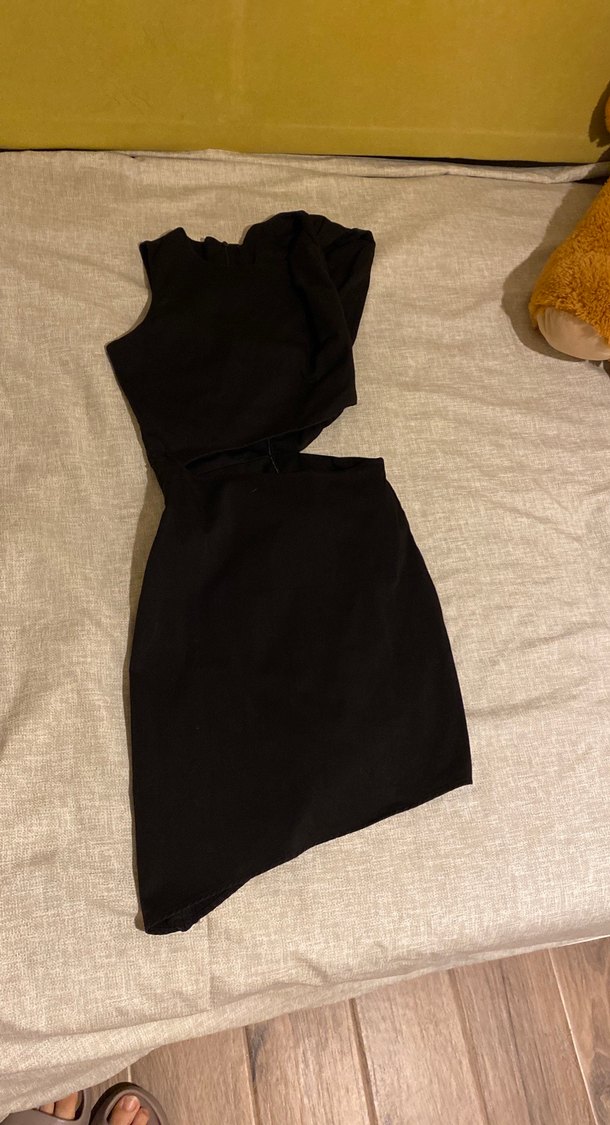 Siyah Drapeli Straplez Midi Elbise - Görsel 2