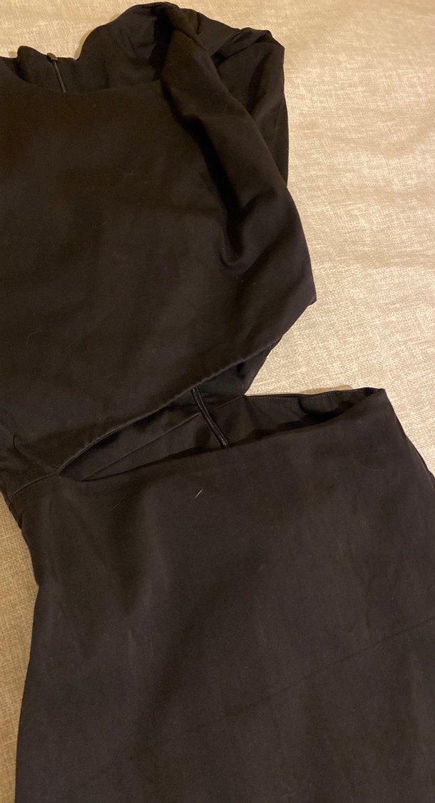 Siyah Drapeli Straplez Midi Elbise - Görsel 3