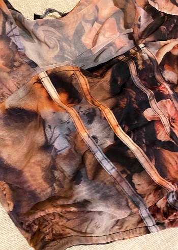 Desenli Transparan Kare Yaka Bluz - Görsel 7