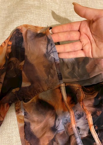 Desenli Transparan Kare Yaka Bluz - Görsel 6