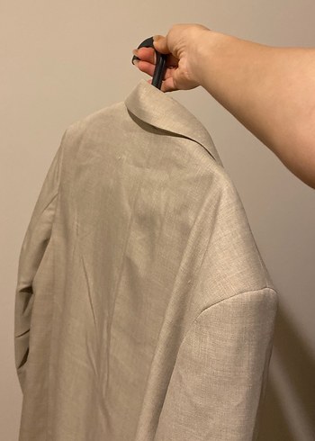 Bej Kadın Keten Ceket - Görsel 5