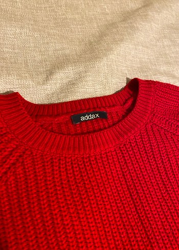 Kırmızı Örgü Kadın Kazak - Görsel 4