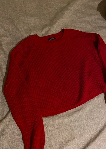 Kırmızı Örgü Kadın Kazak - Görsel 3