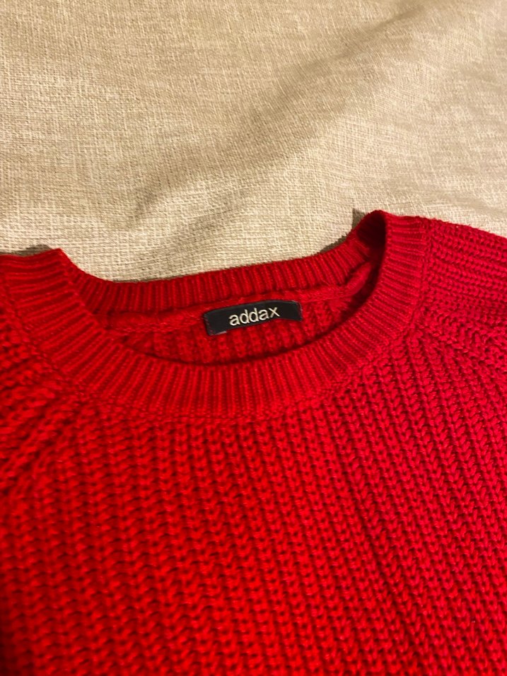 Kırmızı Örgü Kadın Kazak - Görsel 4