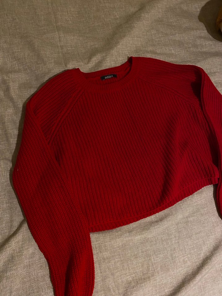 Kırmızı Örgü Kadın Kazak - Görsel 3