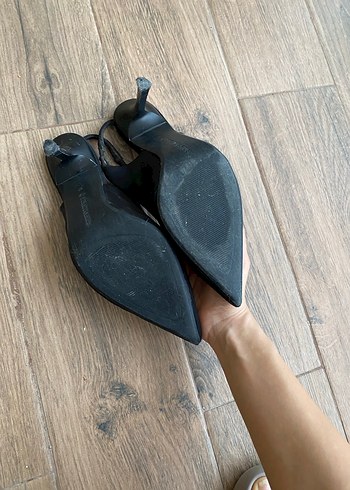 Siyah Süet Tokalı Stiletto Kadın Ayakkabı - Görsel 4