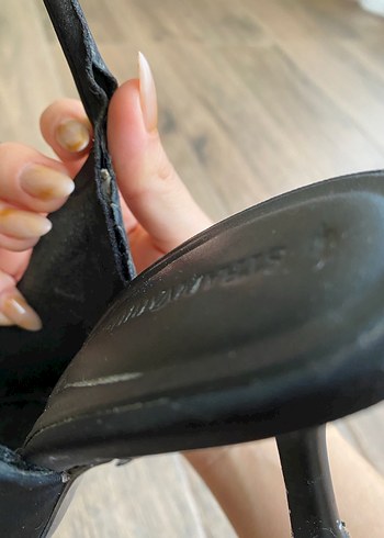 Siyah Süet Tokalı Stiletto Kadın Ayakkabı - Görsel 2