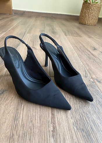 Siyah Süet Tokalı Stiletto Kadın Ayakkabı - Görsel 5