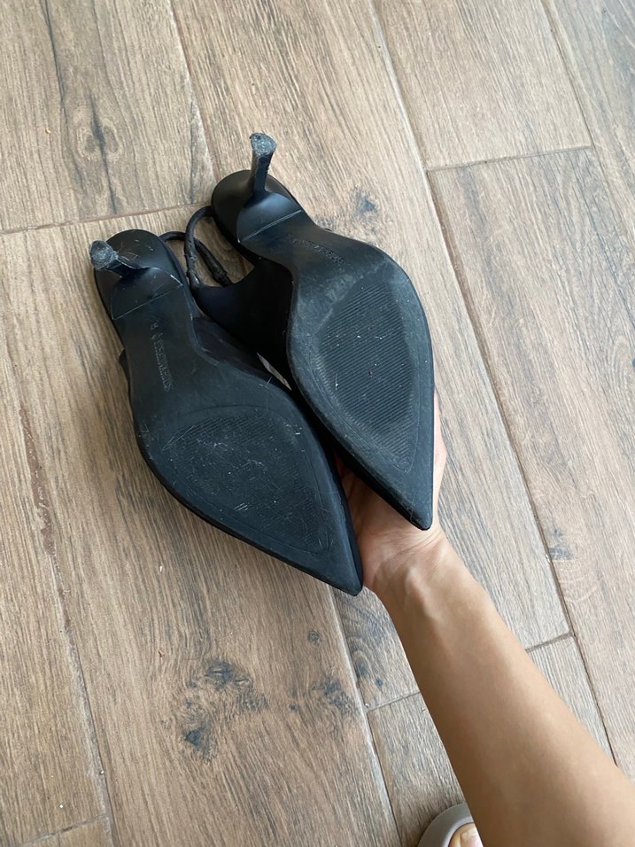 Siyah Süet Tokalı Stiletto Kadın Ayakkabı - Görsel 4