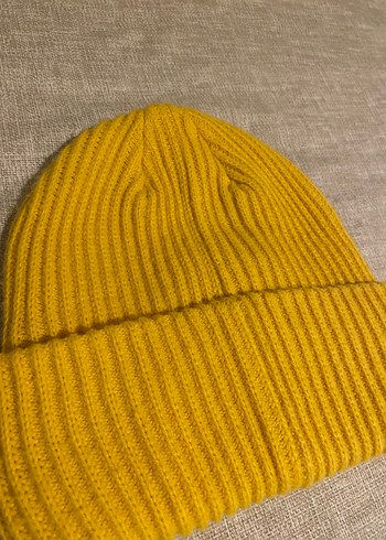 Sarı Kadın Örgü Yün Bere - Görsel 3