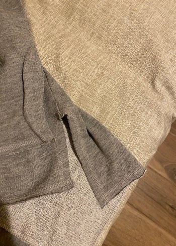 Düğmeli Gri Kapüşonlu Kadın Sweatshirt - Görsel 5