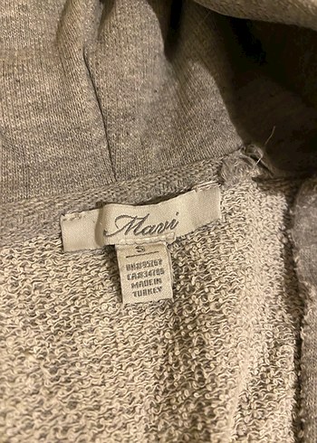 Düğmeli Gri Kapüşonlu Kadın Sweatshirt - Görsel 6