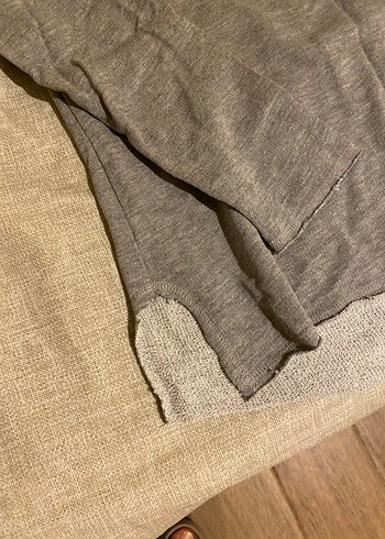 Düğmeli Gri Kapüşonlu Kadın Sweatshirt - Görsel 4