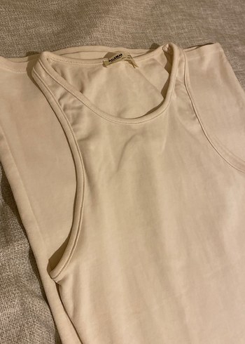 Bej Uzun Midi Elbise vücutu saran - Görsel 3