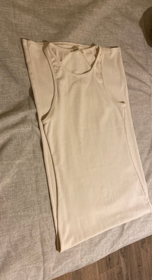 Bej Uzun Midi Elbise vücutu saran - Görsel 2