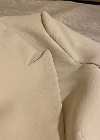 Bej Kadın Ofis Blazeri, Düğmeli, Uzun Kollu - Görsel 5