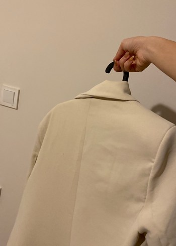 Bej Kadın Ofis Blazeri, Düğmeli, Uzun Kollu - Görsel 8