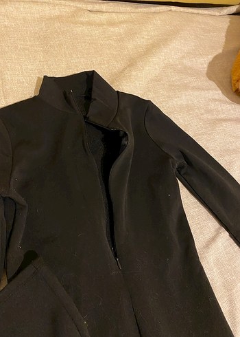 Siyah Yüksek Yakalı Fermuarlı Kadın Termal Tulum - Görsel 3